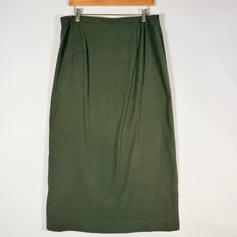 Vtg David‎ Hollis Large Skirt Green Faux Suede Midi Dark Academia Earthy Goblin
